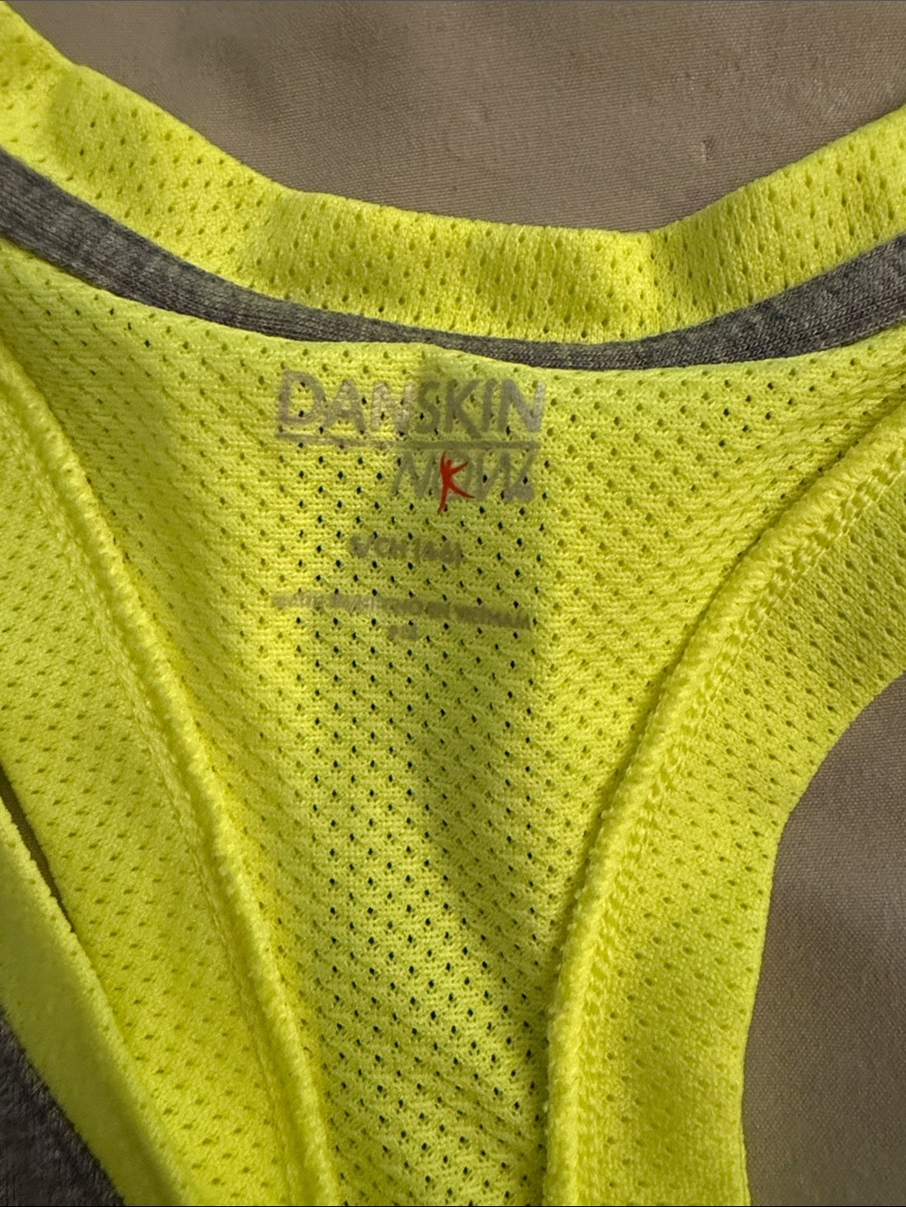 Danskin Gray Racerback Tank with Neon Yellow Trim - Picture 2 of 3